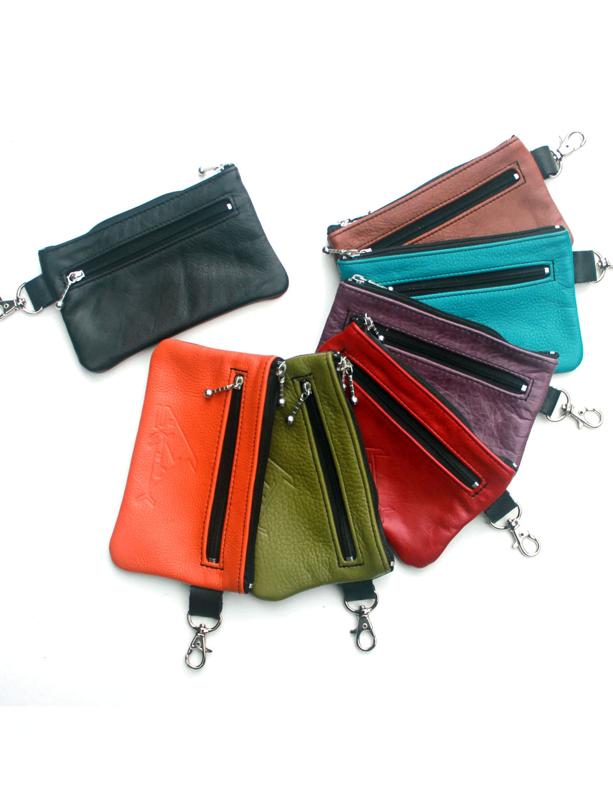 6" Wristlet or Wallet Bag with Snap Hook - Indian Summer's designer leather purses