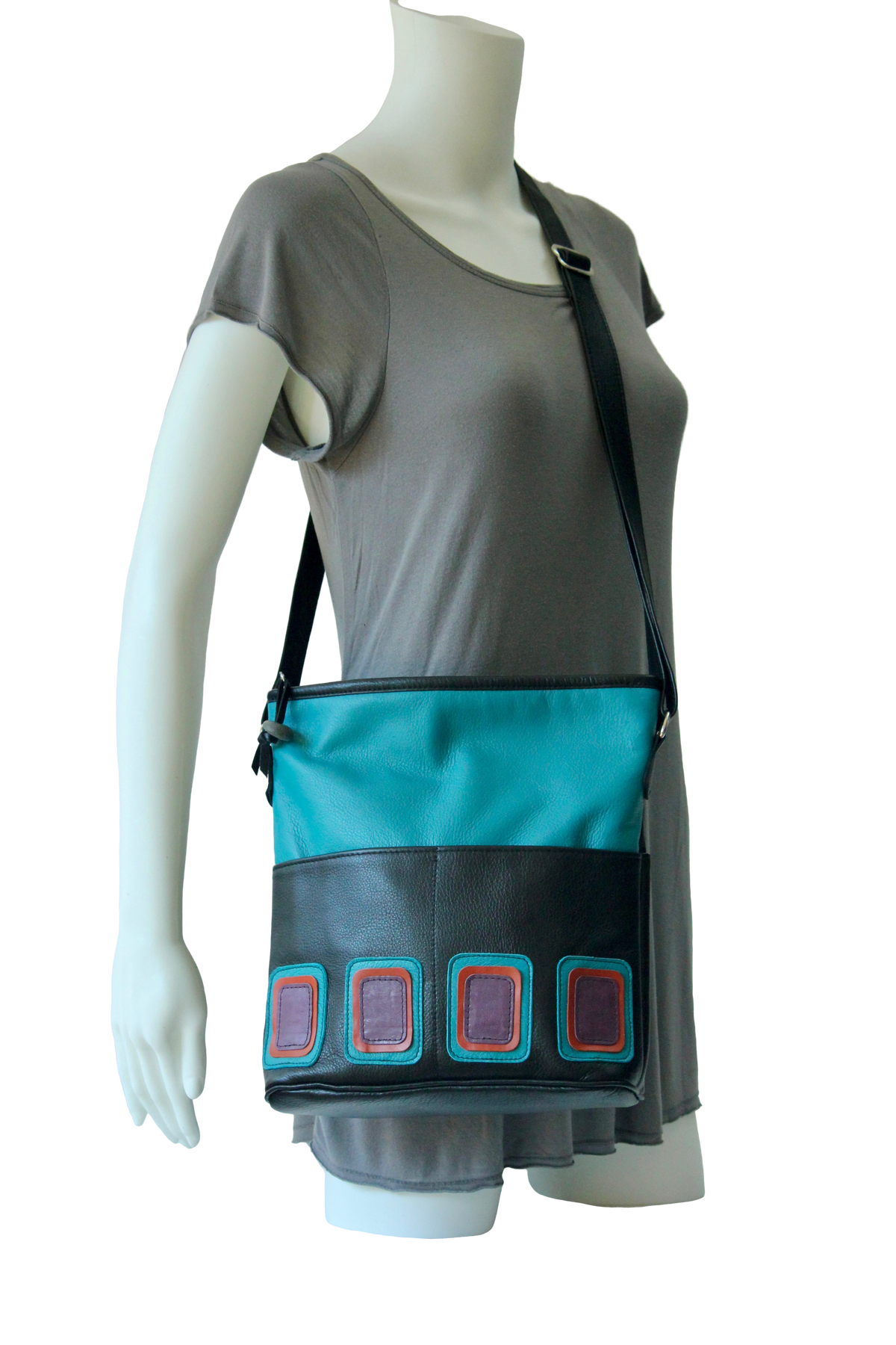 Op-Art Four-Pocket Purse - Indian Summer's designer leather purses