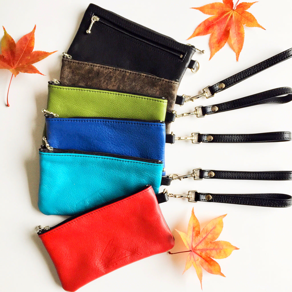 7 inch wrist let with detachable handle - Indian Summer's designer leather purses