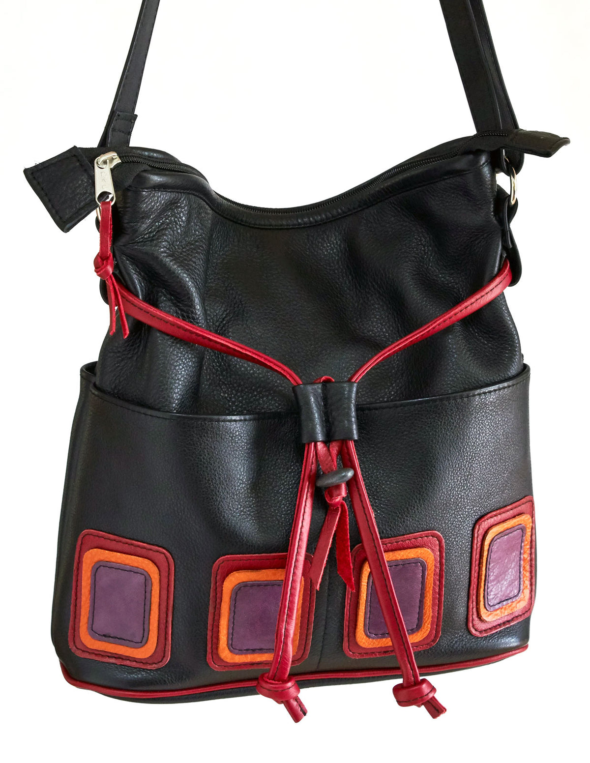 Op-Art Four-Pocket Purse - Indian Summer's designer leather purses