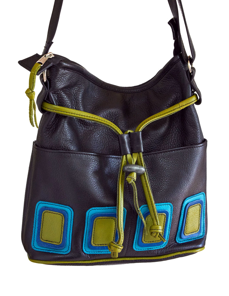 Op-Art Four-Pocket Purse - Indian Summer's designer leather purses