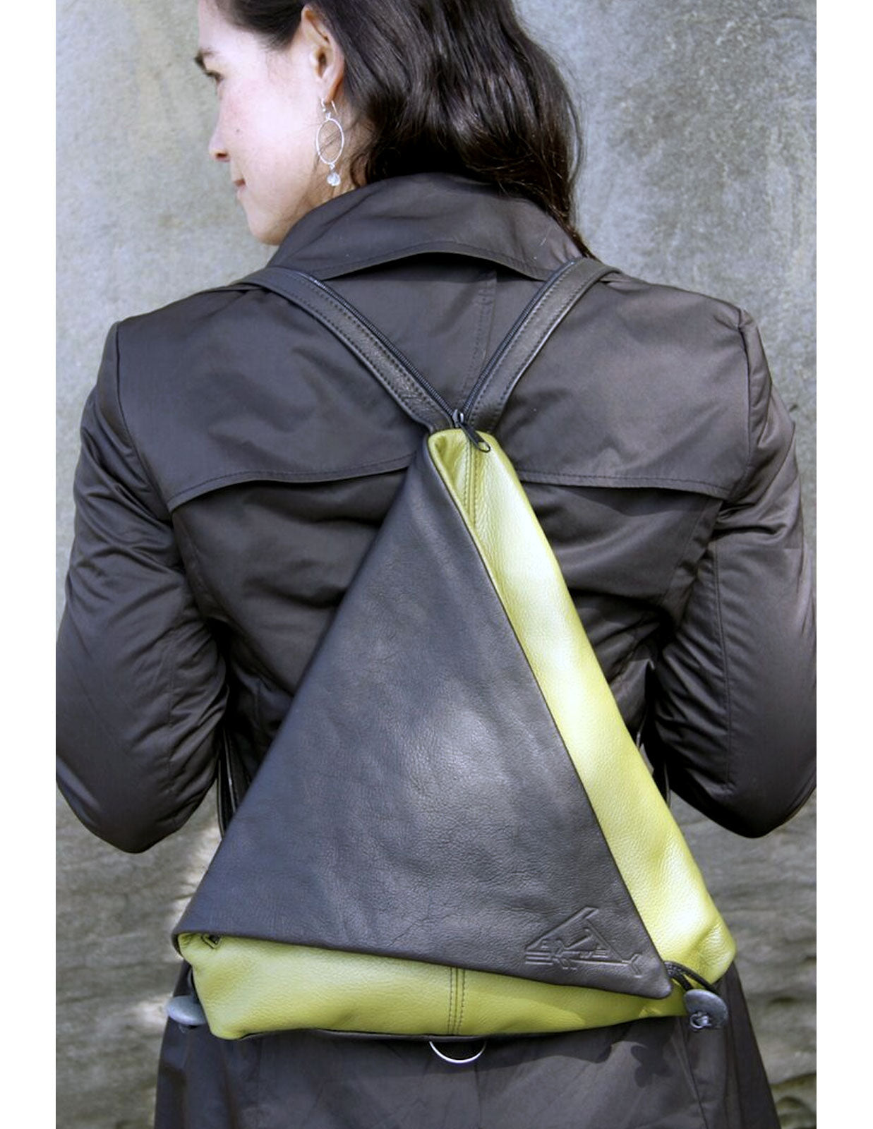 Triangle Fold Convertible Genuine Leather Purse, Backpack, or