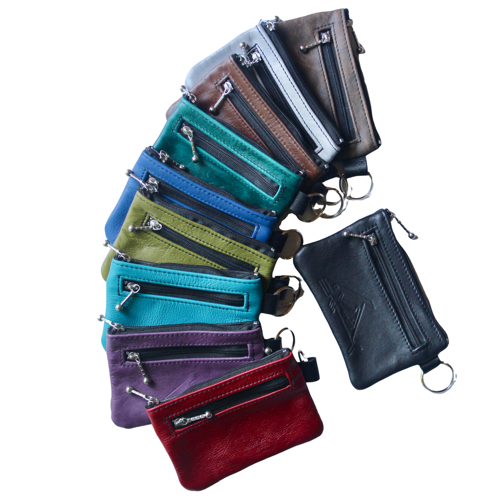 Triple Zip Change Purse - Indian Summer's designer leather purses