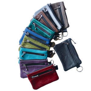 Triple Zip Change Purse - Indian Summer's designer leather purses