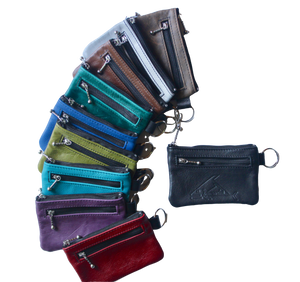 Triple Zip Change Purse - Indian Summer's designer leather purses