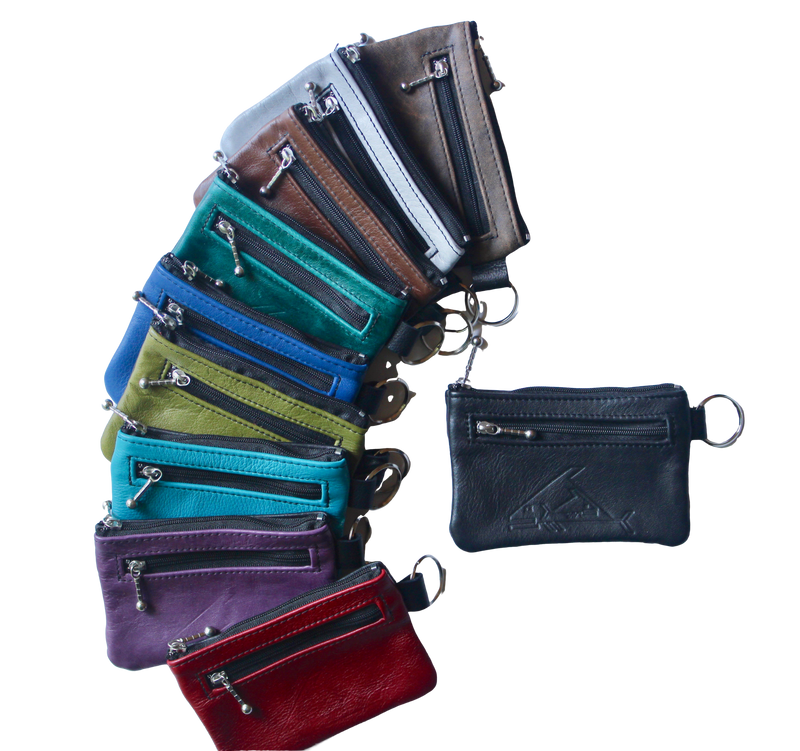 Triple Zip Change Purse - Indian Summer's designer leather purses
